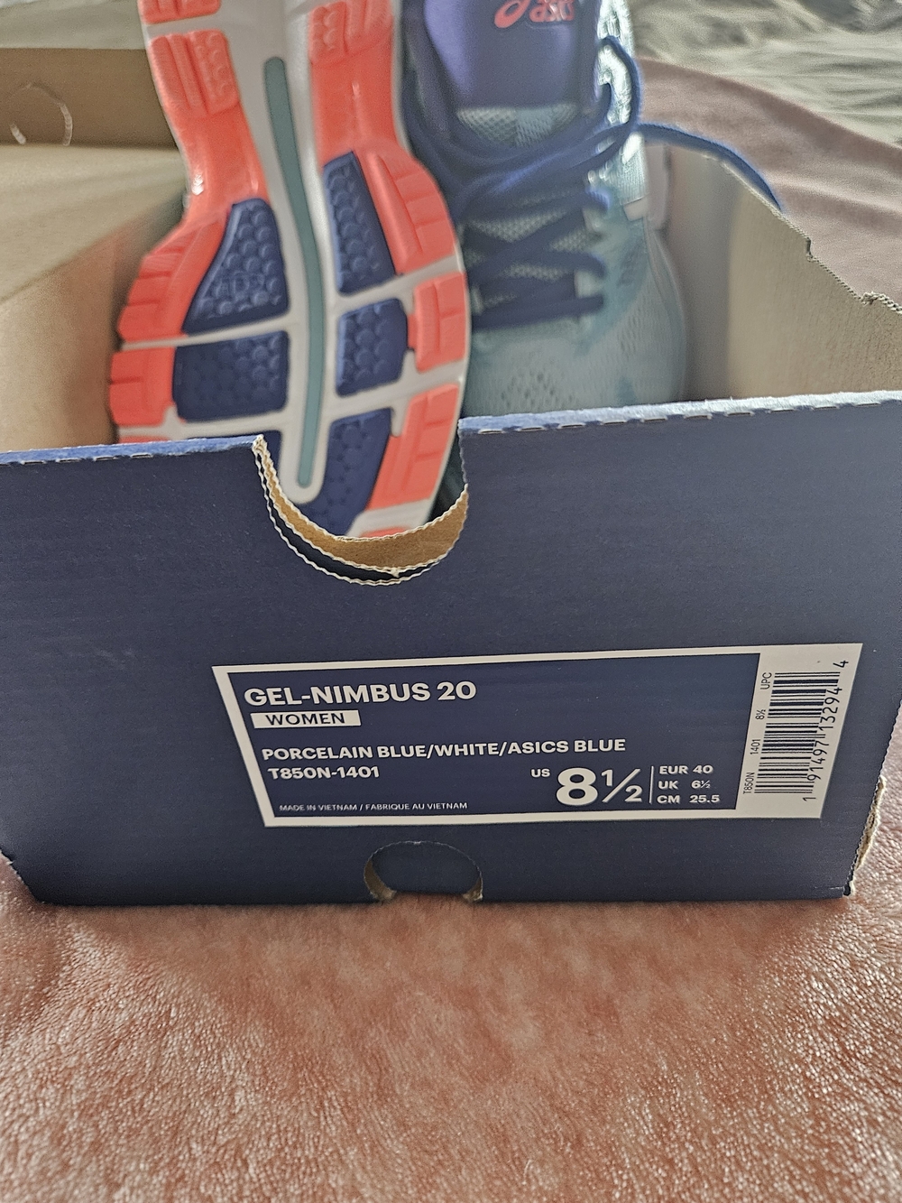 ASICS Womens GEL-Nimbus 20 Running Shoes - Porcelain Blue/White